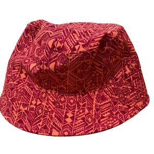 Coolibar Unisex L/XL Wyatt Swim Printed Bucket Hat UPF 50+ Red Orange Pool Beach